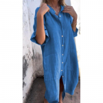 Puuvillane linane lai suure suurusega s&auml;rgikleit naistele suvine poolvarrukaga elegantne vabaaja kleit naiste n&ouml;&ouml;pidega oversized kleit 5XL moer&otilde;ivad 670 S sinine