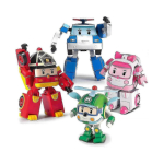 SBSG Robocar Poli 4-pakk Poli + Amber + Roy + Helly Muunduv Robotm&auml;nguasjad, 4 Muunduv Tegevusfiguur