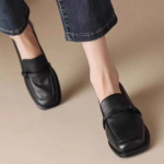 Klassikalised Loaferid Naistele Ehtne Veisenahk Ruudukujulise Varba Kingad Slip-on Retro Daami Vabaaja Mugavad Jalan&otilde;ud K&auml;sit&ouml;&ouml; Suurus 40 40 must