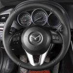 Kohandatud auto rooliratta punutud kate Ehtne nahk Sobib Mazda 3 Axela Mazda 6 Atenza Mazda 2 CX-3 CX3 CX-5 CX5 Scion Black Thread