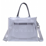 Kott Naiste Suure Mahutavusega L&auml;bipaistev Hoidjakott K&auml;eshoitav Ristkorraldus PVC Želeekott Rannakott valge