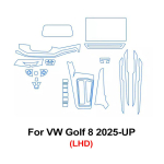 L&auml;bipaistev TPU kile autole Volkswagen VW Golf 8.5 2025 Golf 8 MK8.5/7 2024 K&auml;igukasti paneel GPS-keskkonsool PPF kaitse white