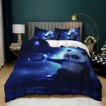 Panda Tekikate Multikakujuline Panda Tr&uuml;kitud Voodipesukomplekt Lastele Poistele T&uuml;drukutele Mikrokiud Armas Loomade Tekikate 2/3 tk T&auml;issuurus 135x200cm