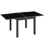 Suur Pikendatav Aiam&ouml;&ouml;blilaud Lahti Voldi M&otilde;&otilde;t. 160 x 80 x 75 cm Alumiinium Tumehall Must Karastatud Klaasist Pealisplaat 160 x 80 x 75 cm