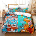 Gumballi h&auml;mmastav maailm Gumball & Darwin HD Prindiga Voodipesukomplekt Tekikott + 2 Padjap&uuml;&uuml;ri Pol&uuml;ester Poiste T&uuml;drukute Toa Dekoor 135x200cm blue
