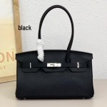 Lychee-mustriline plaatinast Kelly kott: Klassikaline Euroopa ja Ameerika kerge luksusnahast k&auml;ekott, naiste &uuml;he &otilde;la ja crossbody 35CM must