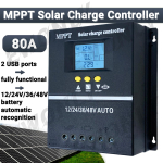 100A MPPT p&auml;ikesepaneelide laadimiskontroller 12V 24V 36V 48V LCD-ekraaniga Aku intelligentne regulaator Max 100V sisend Kahekordne USB pliihappe/liitiumaku jaoks