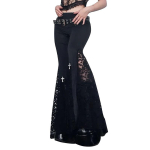 Goth Mall Flare P&uuml;ksid Seksikad mustad pitsilised lapid k&otilde;rge v&ouml;&ouml;kohaga Vintage Harajuku hipipunk grunge t&auml;navar&otilde;ivad Y2k p&uuml;ksid S must