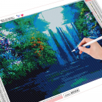 HC Teemantmaal Ilus lumi talvine maastik Teemanttikandid t&auml;ispuuritud kivikivi 20*30 cm