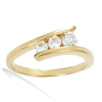 Bague Plaqu&eacute; Or 'Trilogy' Blanc dor&eacute; - 7 mm 50 valge