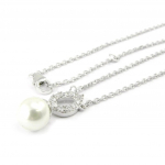 Les Tr&eacute;sors De Lily [I1146] - Collier Argent 'Catherine' Blanc argent&eacute; (rhodi&eacute;) - 20x7 mm valge