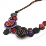NOA [J2169] - Collier Cr&eacute;ateur 'Safari' marron violet lilla