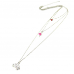 Les Tr&eacute;sors De Lily [N5062] - Collier sautoir 'Scarlett' rose argent&eacute; h&otilde;be