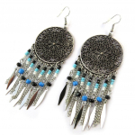 Les Tr&eacute;sors De Lily [N8366] - Boucles Cr&eacute;ateur 'Navajos' bleu argent&eacute; h&otilde;be