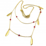 Les Tr&eacute;sors De Lily [P7868] - Collier cr&eacute;ateur acier 'Boho' rouge dor&eacute; - 12x4 mm kuld