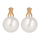 Les Tr&eacute;sors De Lily [Q2626] &ndash; kullatud &bdquo;Pearl&rdquo; elevandiluust kullast klambrid &ndash; 16 mm valge