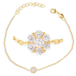 Les Tr&eacute;sors De Lily [Q3991] - Bracelet Plaqu&eacute; Or 'Sissi' blanc dor&eacute;  - 6 mm (fleur) valge