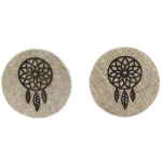 7bis [Q6188] - Boucles artisanales 'Boho' argent&eacute; (dreamcatcher) - 12 mm h&otilde;be