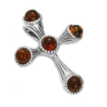 Les Tr&eacute;sors De Lily [Q6787] - Pendentif Argent 'Croix' Ambre (rhodi&eacute;) - 27x21 mm oranž
