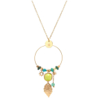 Les Tr&eacute;sors De Lily [Q8633] &ndash; kuldroheline Boho terasest disainerkaelakee &ndash; 65x35 mm roheline