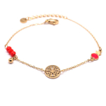 Les Tr&eacute;sors De Lily [Q8720] - Bracelet cr&eacute;ateur Acier 'Boho' rouge dor&eacute; - 9 mm punane