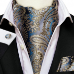 4 tk/ komplekt Stiilne meeste Ascot lipsu komplekt siidist Cravat tasku kandiline mansetin&ouml;&ouml;bid Paisley muster AS-1040