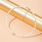 Ehted, v&auml;rvilised riisihelmed, k&auml;sitsi valmistatud helmestega kaelakee, lihtne karikakra v&auml;ikese lillega kaelakee naistele