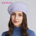 SOMALER Naiste klassikalised baretim&uuml;tsid talve prantsuse villane kootud baretim&uuml;tsid Elegantsed talvised nokam&uuml;tsid lilla
