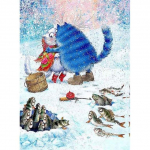 5D Teemanttikandid Sinised Kassid Loomade T&auml;is&uuml;mmargune Teemantmaal Ristpistes Kodukaunistuse kingitus Full Round 20x30CM