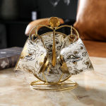 European Style Gold Tracing kohvitassi ja taldriku kaheosaline komplekt retro luksusliku keraamilise tassi veetassiga Lilletee tass piimatass