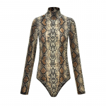 Naiste Leopard Body Topid S&uuml;gisene kaelusega pikkade varrukatega Bodycon Skinny Bodysuits Jumpsuits Naiste Seksikad klubir&otilde;ivad M
