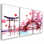 Kolmeosalise pildiga l&otilde;uendiprint Japan Pink Landscape 60x40 roosa