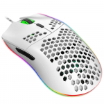 HXSJ J900 USB juhtmega m&auml;nguhiir RGB m&auml;nguhiir kuue reguleeritava DPI-ga ergonoomilise disainiga valge