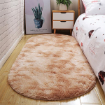 Ovaalne plush vaip Pehme vaip Lastevoodi Pehme sametine &uuml;hev&auml;rviline paks p&otilde;randamatt elutoa magamistoa sisekujunduseks 80x200cm beež