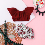 Vasts&uuml;ndinud imikute t&uuml;drukute suvine puuvillane linane vibu lilleline Romper kleit Body 100 punane