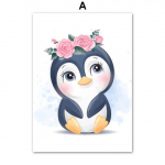 Koala Panda pesukaru pingviin vaal kaheksajalgh&uuml;ljes P&otilde;hjamaade plakatid ja v&auml;ljatr&uuml;kid Seinakunst L&otilde;uendmaal Seinapildid Lastetoa sisustus 21X30cm No Frame