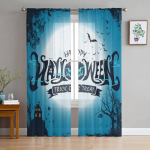 Halloweeni nahkhiire k&otilde;rvitsa kardina akna t&uuml;ll elutuppa magamistuppa k&ouml;&ouml;ki &scaron;ifoonist l&auml;bipaistva akende kaunistused 1 PCS W100XH250cm