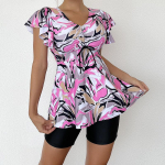 Naiste ujumisriided, kaheosaline, suures suuruses ujumistrikoo tr&uuml;kiga bikiinid S