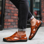 Meeste mood vabaajajalatsid ehtsast nahast sandaalid matkajalatsid &otilde;ues Rannasandaalid kahlamisjalatsid suures suuruses 39 tumepruun v&auml;rv