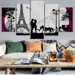 5 t&uuml;kki Seinakunst L&otilde;uend Maaling Vintage Pariisi torn Kuu Maastikuplakat Moodne kodukaunistus Modulaarsed pildid Elutuba 20X35 20X45 20X55cm