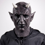 Cosplay Mephistophelesi mask &otilde;udus deemoni sarvmask kurattapja latekskiiver maskeraad karneval Halloweeni peo kost&uuml;&uuml;mide rekvisiidid hall v&auml;rv