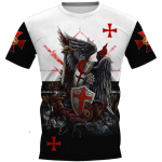 Moodne 3D Crusader Knights Printing T-s&auml;rk meestele Euroopas ja Ameerikas Harajuku Vintage Clothes Juhuslikud O-kaelusega l&uuml;hikeste varrukatega topid XL