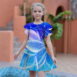 T&uuml;drukutele T&auml;hise &ouml;&ouml; lilledega prinditud kleidid Lastele T&uuml;drukute peokleit Liibuv avaralt liibuv l&uuml;hikeste varrukatega seelik &uuml;le nelja-aastastele t&uuml;drukutele 80 sinine