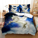 3D Unicorn seeria voodipesukomplekt Fantasy Cartoon loomade tekikott ja padjap&uuml;&uuml;r, mis sobivad kodukaunistuseks laste- ja naistetubades Baby 100x135cm