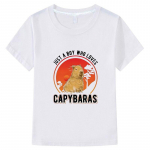 Capybara laste T-s&auml;rk 100% puuvillased l&uuml;hikesed s&auml;rgid Anime T-s&auml;rk poiste t&uuml;drukute riided y2k &uuml;hes t&uuml;kis Suvised laste riided lasteriided 100 valge