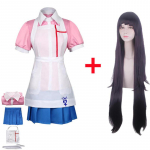 Anime Danganronpa Cosplay kost&uuml;&uuml;m Mikan Tsumiki naiste kleit neiu vormiriietus T&auml;ielik komplekt Halloweeni karnevali riided L-(Suit+Wig)