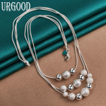 925 Sterling H&otilde;bedast Snake Chain Bead kaelakee Kaunid ehted 45cm