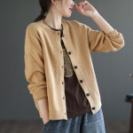 2023. aasta kootud kampsun naiste vabaaja kampsun, s&uuml;gistalvine pikkade varrukatega avara kampsun, mood, elegantsed kudumid, lihtsad kampsunid 29232 One Size beež