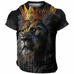Moodne L&otilde;viprinteriga T-s&auml;rk meestele Suvine hip-hop Harajuku t&auml;navar&otilde;ivad vabaaja O-kaelusega l&uuml;hikeste varrukatega pluus Loomamustriga lahtine topp 6XL