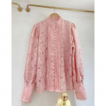 Prantsuse vintage &otilde;&otilde;nsa pitsiga s&auml;rk naiste p&auml;rlitega, n&ouml;&ouml;pidega laternaga varrukatega pluus Naiste elegantsed lahtised soliidsed &otilde;hukesed naiste topid 29924 S roosa